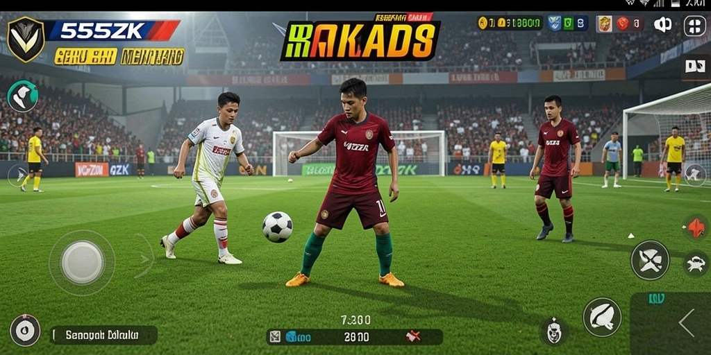 Tampilan gameplay menarik dari 555ZK yang penuh aksi sepak bola.