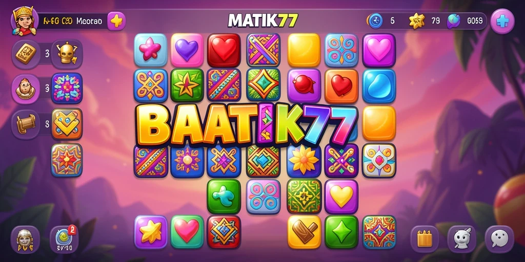 Tampilan gameplay menarik dari BATIK77 dengan elemen Match-3 yang seru.