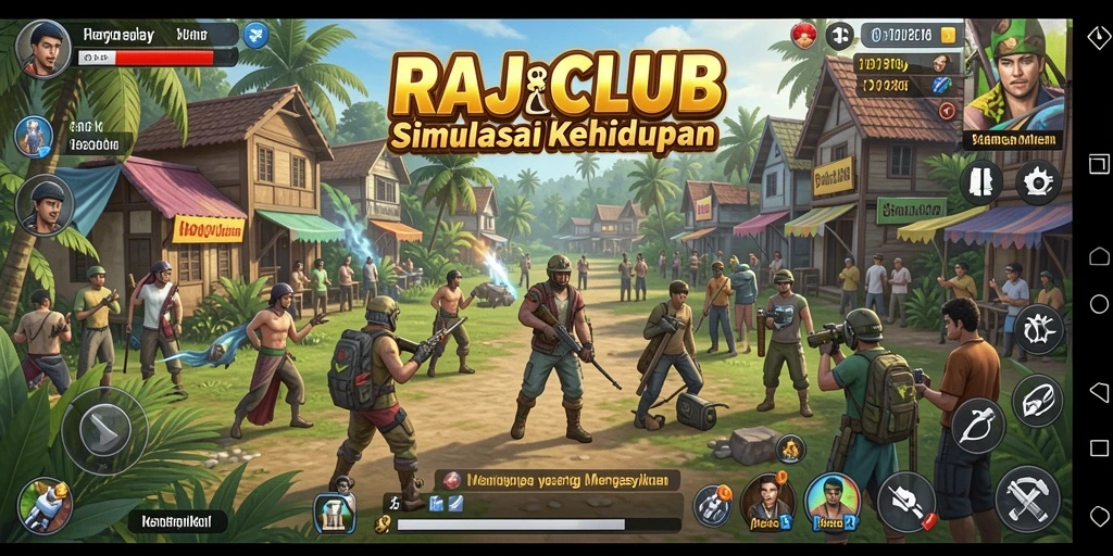 Tampilan gameplay menarik RAJACLUB dengan interaksi kehidupan.