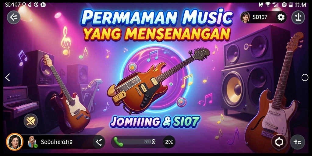 Tampilan gameplay menarik dengan berbagai instrumen musik.